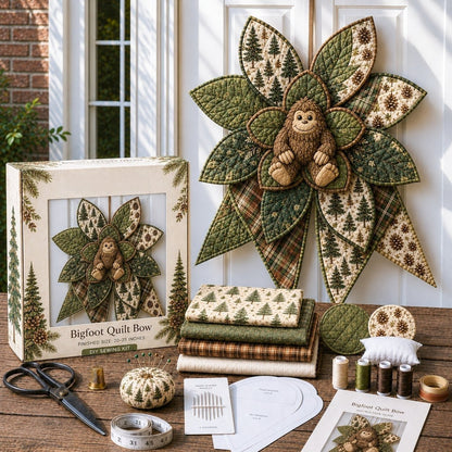 ⏳ Last Day 49% OFF – 🎀 Beginner-Friendly Oversized Quilted Bow Sewing Kit | Coordinated Printed Fabrics, Batting, Pre-Designed Templates & Complete Supplies for a Full 23–25 in 3D Statement Bow ✨