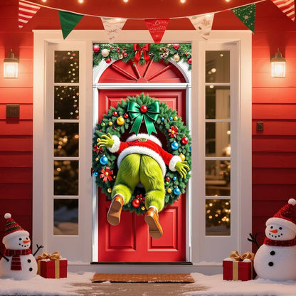 ⏰LAST DAY 50% OFF 🎅 🚪Santa & Reindeer Christmas Door Cover