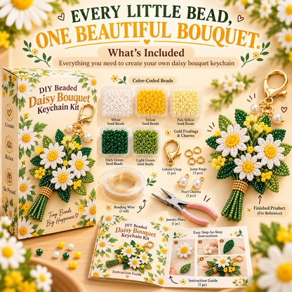 🔥 BUY 3 GET 1 FREE 🔥- 💐DIY Beaded Bouquet Keychain Kit✨