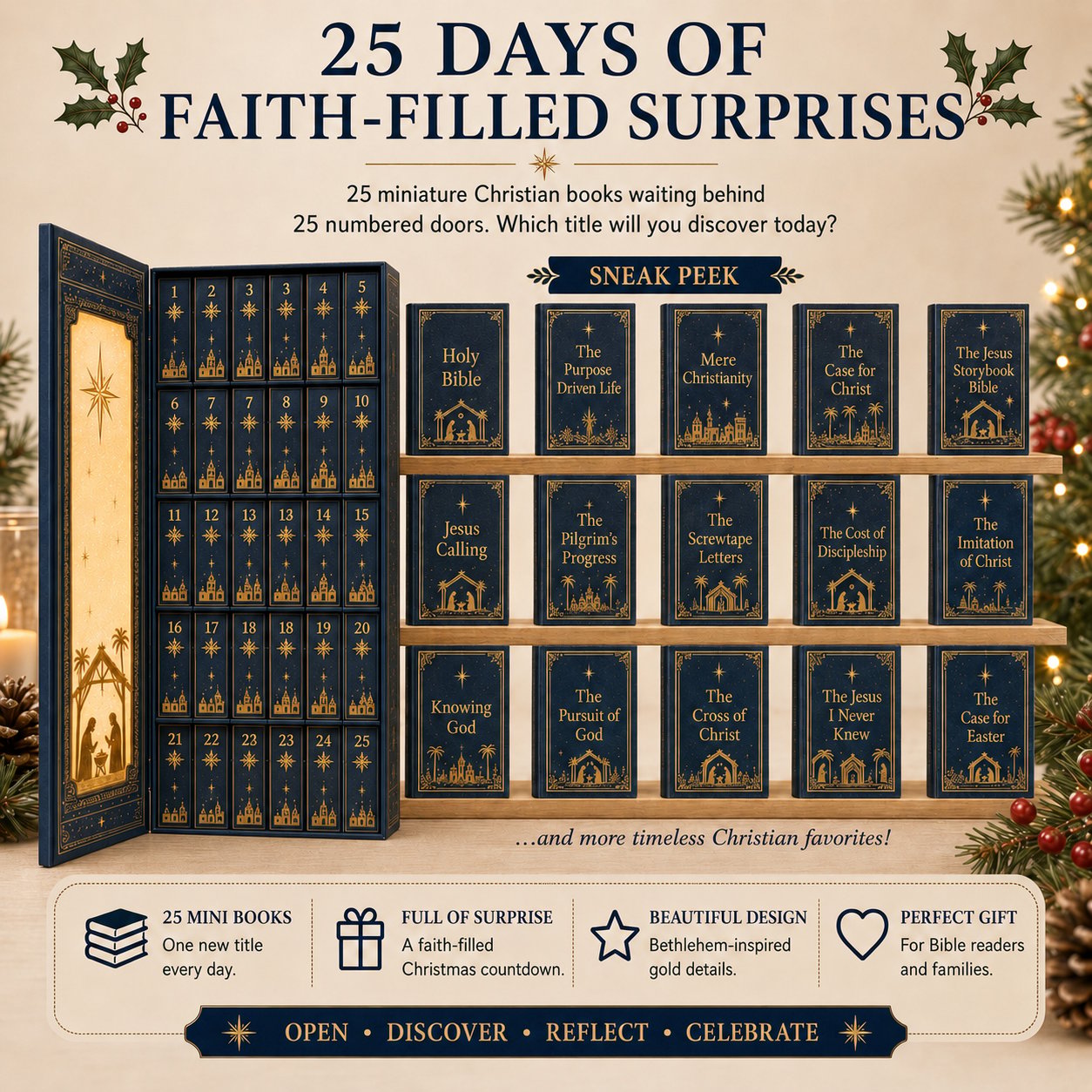 🎁Last Day 49% OFF-✦ 📖 25-Day Christian Mini Book Advent Calendar 🎄 ✦