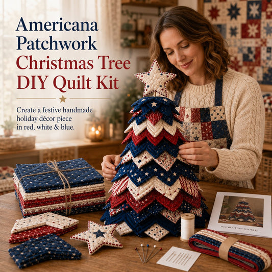 🔥Last Day 49% OFF 🇺🇸 Americana Patchwork Christmas Tree DIY Quilt Kit - Buy 2 Get Free Shipping