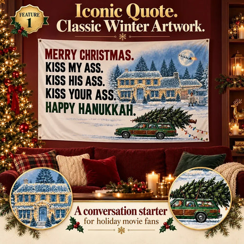 🎅 3x5FT Single Sided Christmas Funny Quote Flag with Metal Grommets | Adult Humor Holiday Yard Decoration