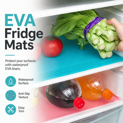 ⭐🧊50% OFF NOW! Waterproof EVA Fridge Shelf Liners‑Anti‑Slip Refrigerator Mats, Cut‑to‑Size Washable Fridge Drawer Protector for Kitchen Refrigerator Organization