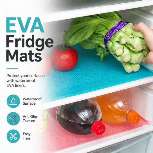⭐🧊50% OFF NOW! Waterproof EVA Fridge Shelf Liners‑Anti‑Slip Refrigerator Mats, Cut‑to‑Size Washable Fridge Drawer Protector for Kitchen Refrigerator Organization