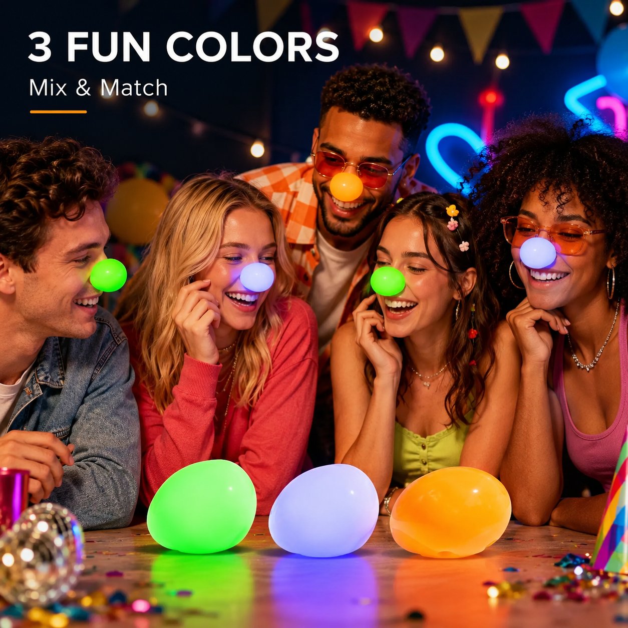 Glow‑in‑the‑Dark Battery‑Free Clown Noses for Halloween Cosplay