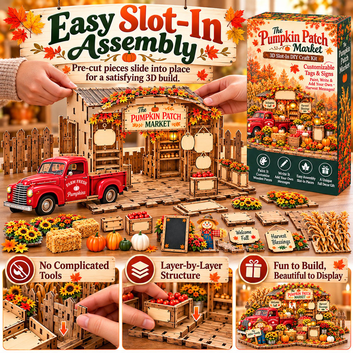 🍂 Pumpkin Patch Market 3D Slot-In DIY Craft Kit