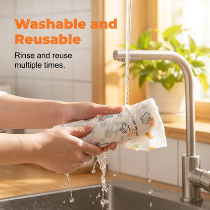 🔥 50PCS Reusable Cleaning Rag Roll – Wash, Reuse & Clean More for Less 🌿