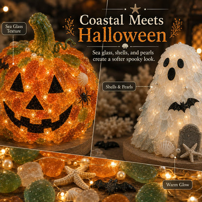 ⏳ Last Day 49% OFF – 🎃 Beginner-Friendly DIY Lighted Sea Glass Halloween Character Kit Collection | Complete Kit with Sea Glass Pieces, LED Lights & Step-by-Step Guide Included 💕