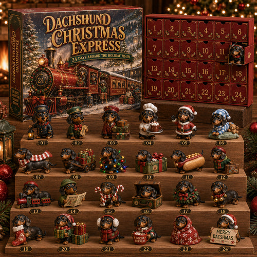 🚂🐶🎄Dachshund Christmas Express Advent Calendar – 24 Collectible Holiday Pups