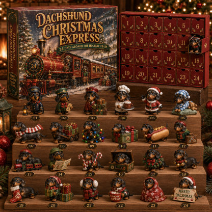 🚂🐶🎄Dachshund Christmas Express Advent Calendar – 24 Collectible Holiday Pups