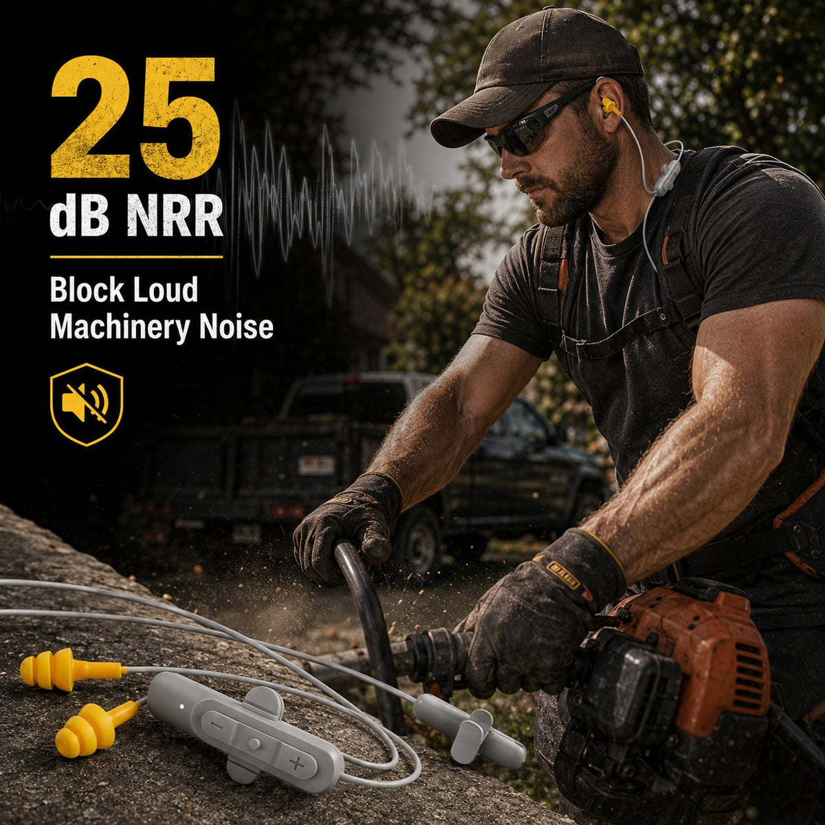 🎧 25dB NRR Wireless Hearing Protection Earbuds – 12+H Battery, Bluetooth & IP65