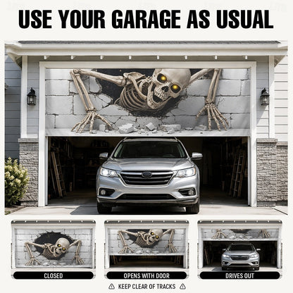 👻Scary Skeleton Breakthrough Garage Door Banner