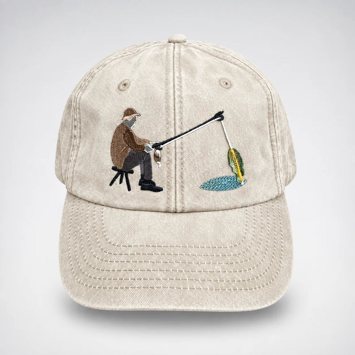 🎣 Catch of the Day Interactive Fishing Cap – Vintage Washed Moving Fish Hat