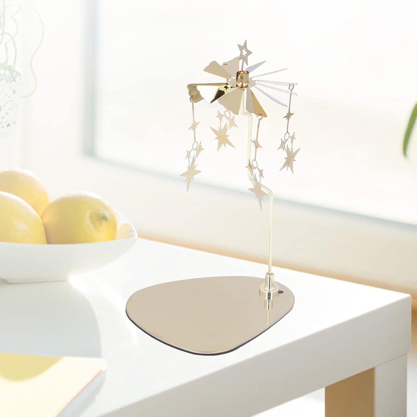 Gold Star Rotating Candle Holder | Heat-Powered Spinning Candle Carousel with Magnetic Base ✨🕯️