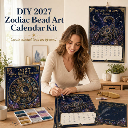 ⏳ Last Day 49% OFF – 🌙 Beginner-Friendly 2027 Twelve Zodiac Bead Art Calendar Kit | Complete Kit with Zodiac Design Base, Decorative Beads & Step-by-Step Guide Included 💕
