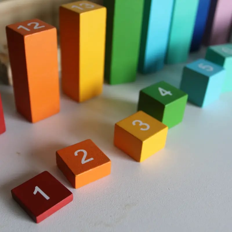🌈Montessori Rainbow Counting Blocks – Wooden Number Learning Toy for Counting, Sorting, Stacking & Early Math Skills | Ages 3+🧠🌟
