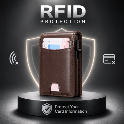 Slim Leather RFID Pop-Up Wallet with Cash Pocket (2026 Edition)