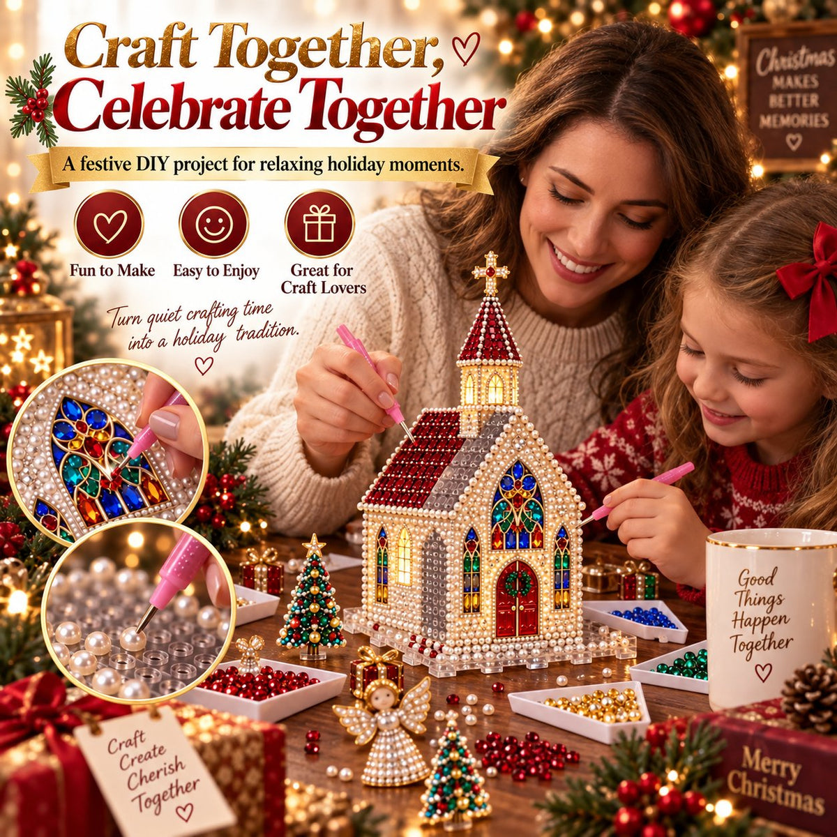 ✨🔥Sparkling Christmas Church DIY Gem Art Kit