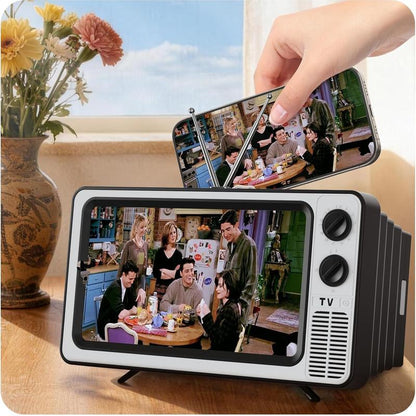 📺 12-Inch Retro TV-Style Phone Screen Magnifier Stand