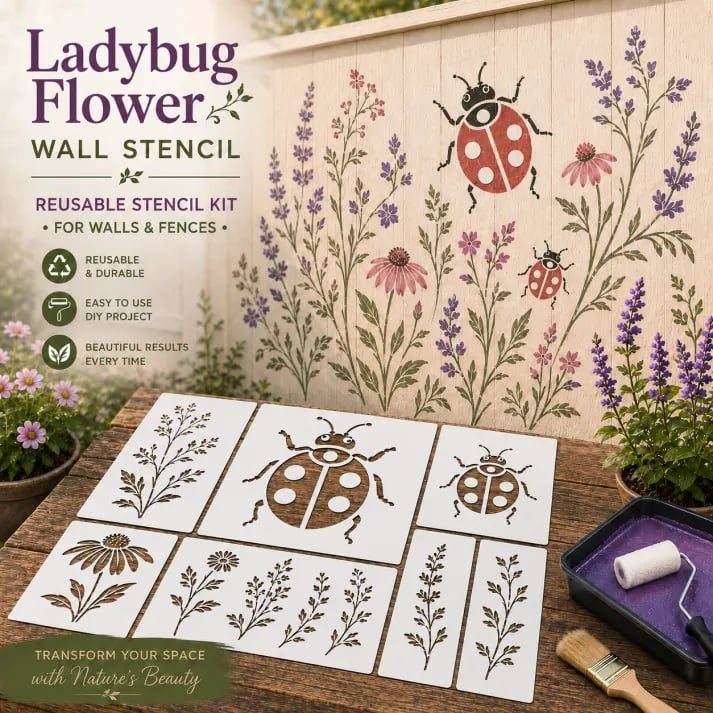 🔥LAST DAY 50% OFF - 🌿 Garden Wall StencilTM – Reusable DIY Kit for Walls, Fences & Patios
