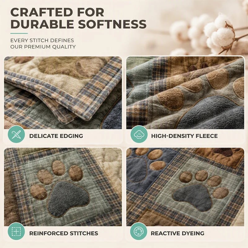 🐶🐾Cute Paw Print Soft Flannel Blanket – Snuggly, Warm, Lovely Home Decor 🛌
