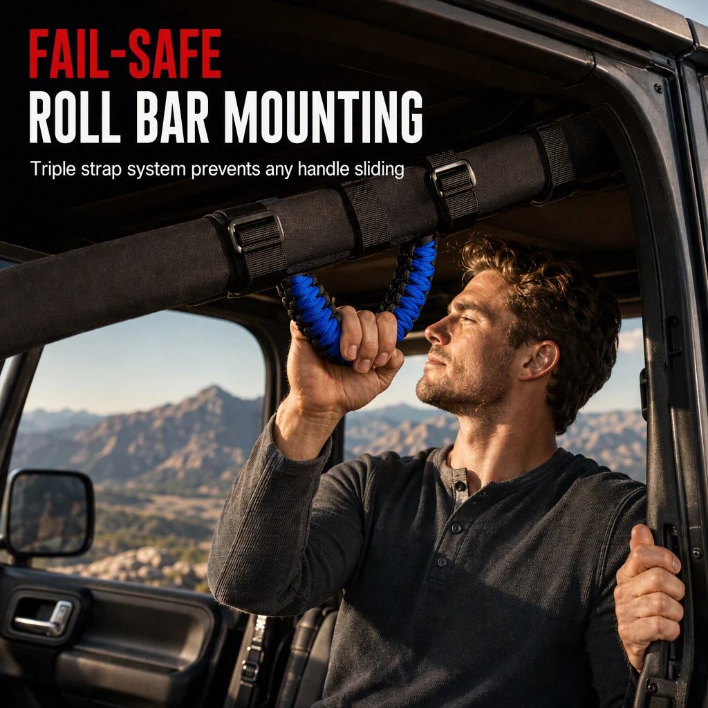 🚙 LIMITED-TIME 50% OFF! 🤝 Non-Slip Paracord Braided Roof Grab Handle – For SUV & Off-Road Vehicles ✨