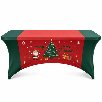 Christmas Stretch Fitted Table Cover for Rectangular Tables