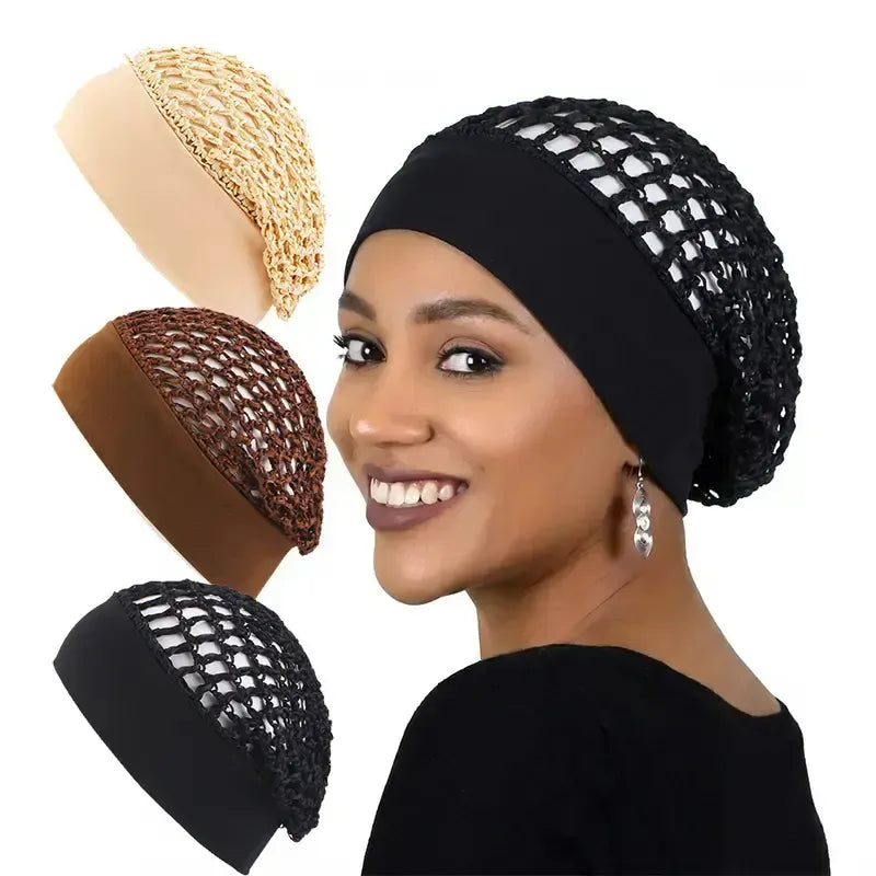 🌹🌙 3-Piece Stretchy Wide-Edge Sleeping Cap Set