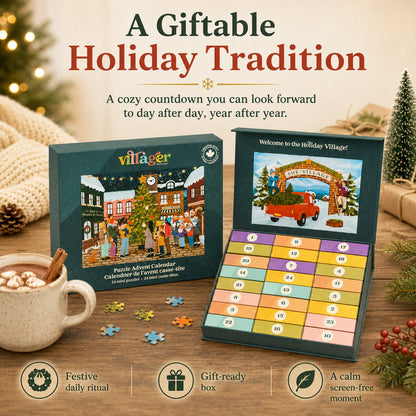 🎄24 Days of Cozy Christmas Puzzle Advent Calendar | 24 Artist-Designed 100 Piece Mini Jigsaw Puzzles🧩