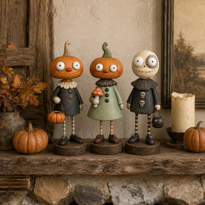 🎃Primitive Pumpkin Friends – Vintage Halloween Collectible Figurines