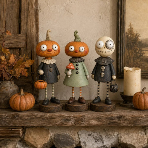 🎃Primitive Pumpkin Friends – Vintage Halloween Collectible Figurines