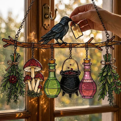 🔥Last Day 50% OFF – 🖤 🐦‍⬛Raven Witch Suncatcher(✨Buy 2 Free Shipping)