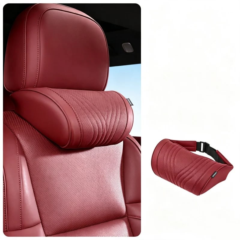 🚗💤Reduce fatigue while driving! Universal memory foam neck pillow for car – ergonomic headrest for long road trips.