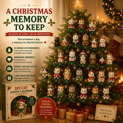 🐱 DIY Cat Advent Calendar 2026 – 24 Days of Painting Magic, Create Your Own Christmas Cat Ornaments