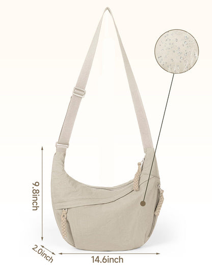🏆5k sold this week!🔥Designer Direct Sales👜Women's Fashion Plain Color Nylon Crossbody Hobo Bag