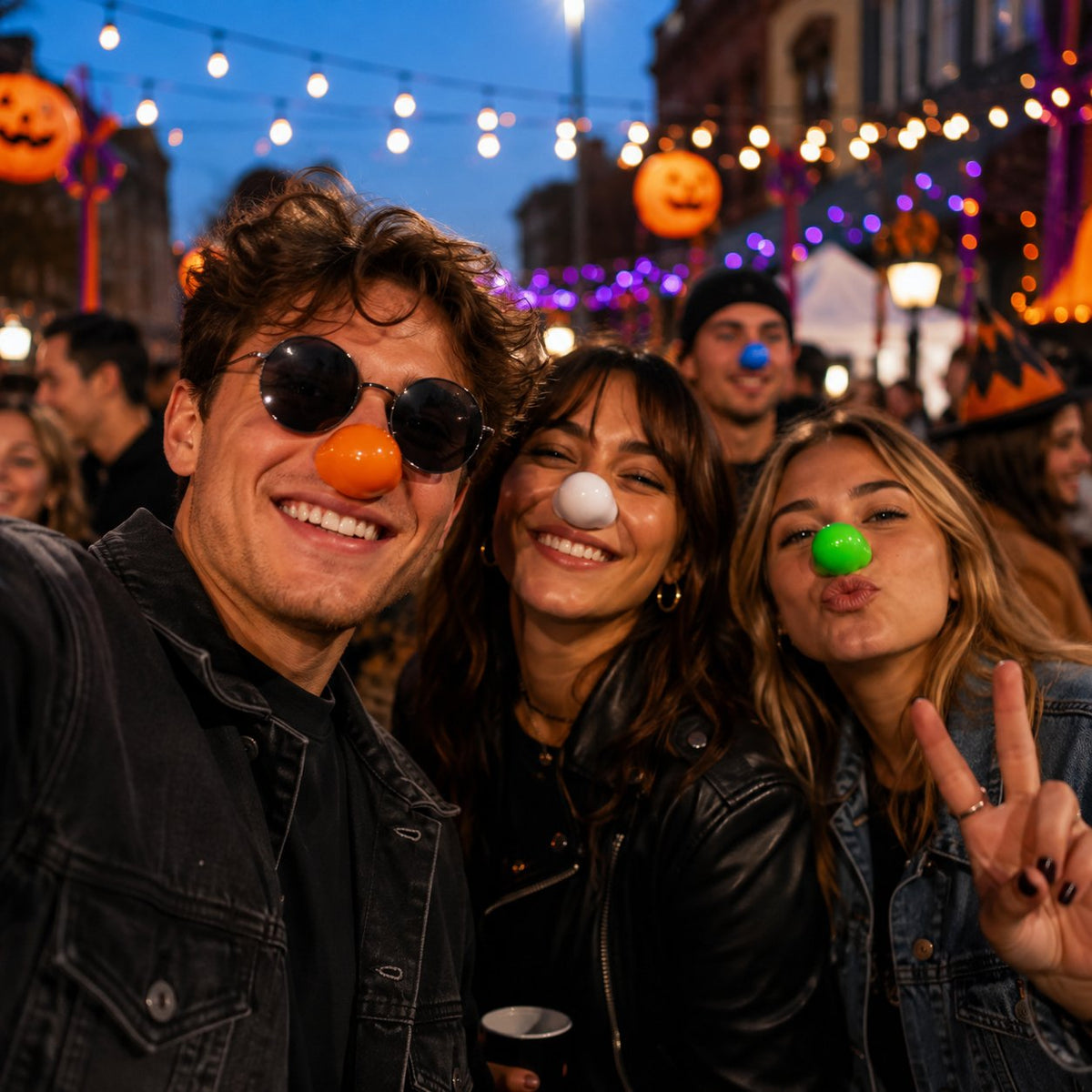 Glow‑in‑the‑Dark Battery‑Free Clown Noses for Halloween Cosplay