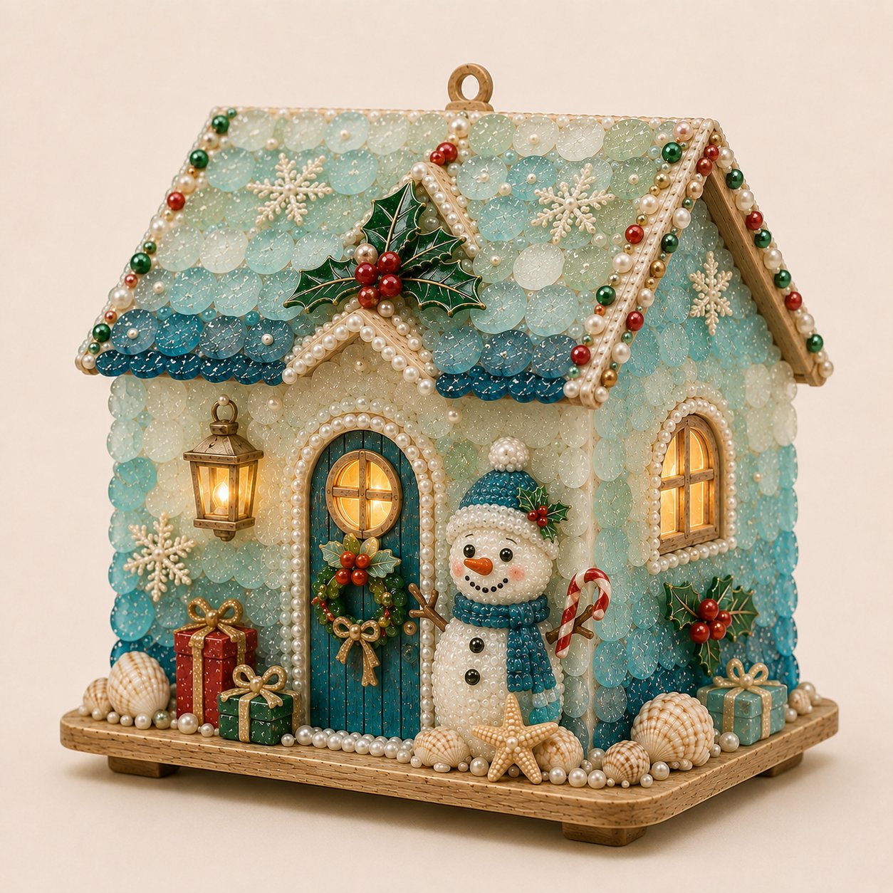 ⏳ Last Day 49% OFF – 🏡 Beginner-Friendly DIY Glowing Coastal Glass-Style Christmas Cottage Kit Collection | Complete Kit with Sea Glass-Style Pieces, Pearl Beads & Step-by-Step Guide Included 💕