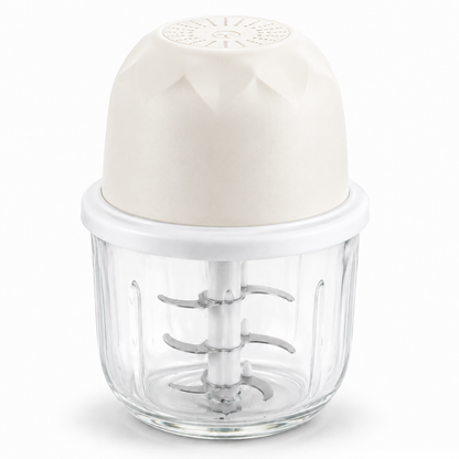 One-Touch Cordless Mini Food Chopper – 350mL Glass Bowl & 6-Blade Power ⚡