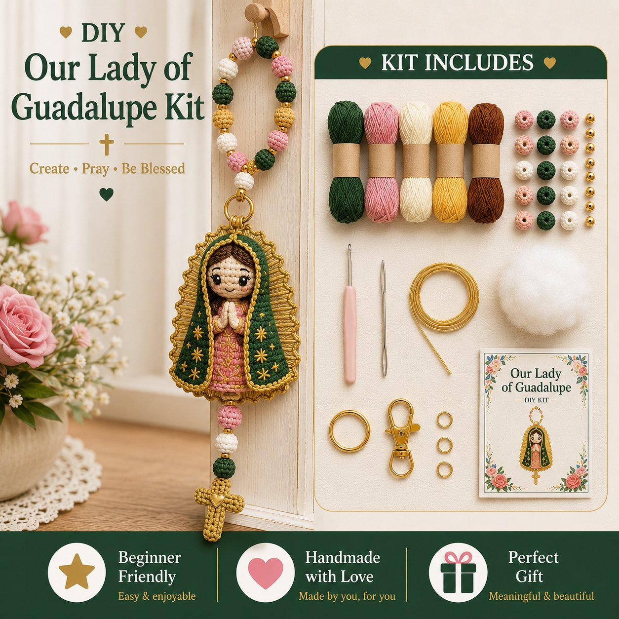⏳ Last Day 49% OFF – 🙏 Beginner-Friendly DIY Christian Faith Crochet Keychain Kit Collection | Complete Kit with All Tools & Step-by-Step Guide Included 💕