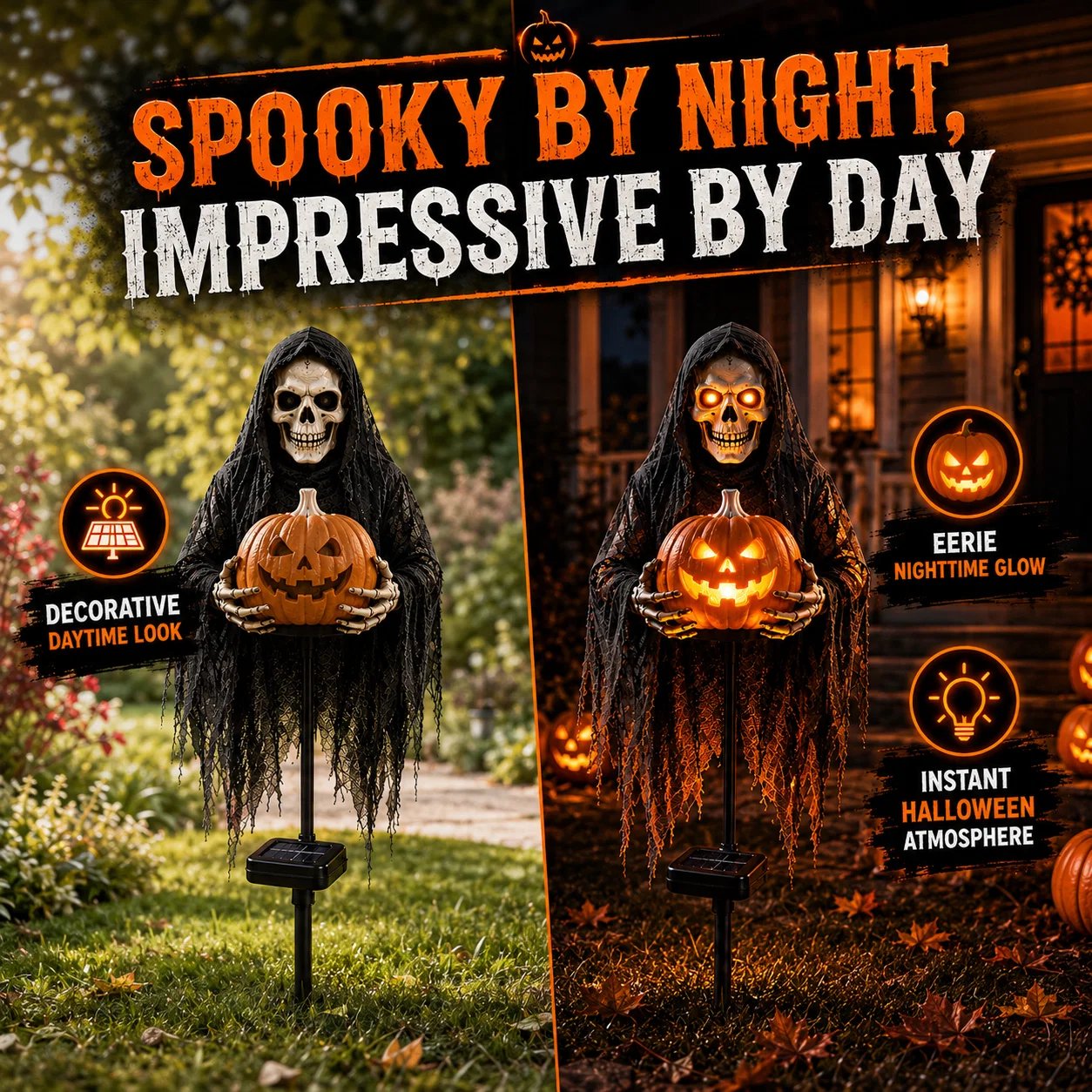 🎁 HEUTE 49 % SPAREN! 🎁💀 Soul Collector™ Pumpkin Edition Animated Halloween Yard Decoration
