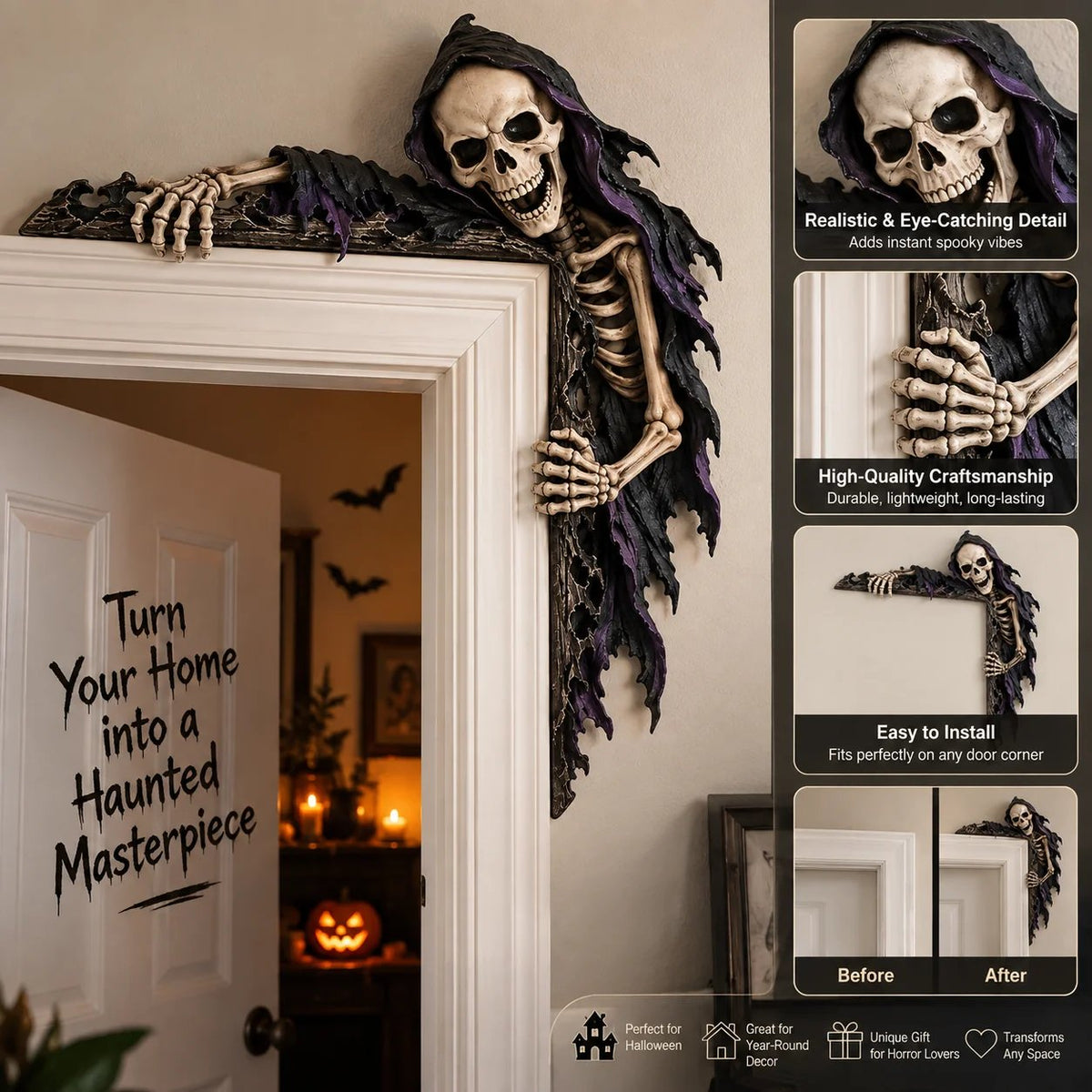 ⏰LAST DAY 50% OFF💀 Spooky Reaper Door Frame Corner Decor