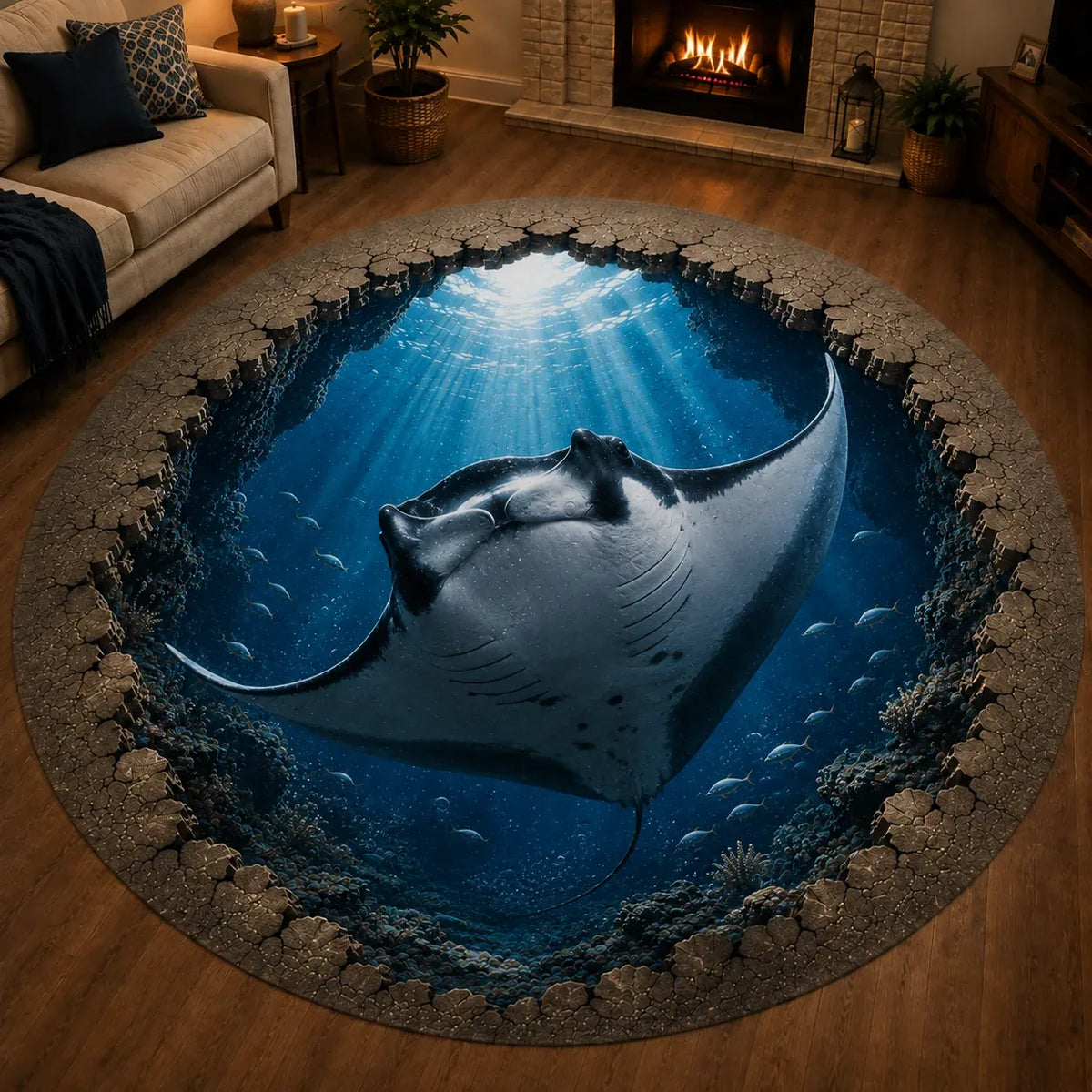 🔥😍✈️ 50% OFF🌊Ocean Portal Illusion Rug - A Realistic 3D Ocean World Beneath Your Feet