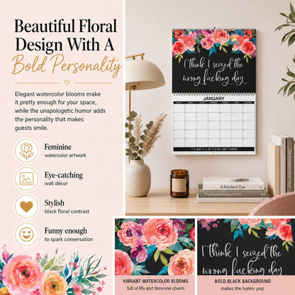 🌸🗓️ 2027 Funny Swear Word Wall Calendar – “F*ck It” Floral Calendar for Tired-Ass Women 😂✨