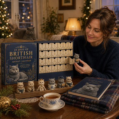 CHRISTMAS KICKOFF 49% OFF - 2026 Days of British Shorthair Blind Box - 24-Day Festive Countdown, British Shorthair Themed Collectible Miniatures Blind Box - Gift For Cat Lovers