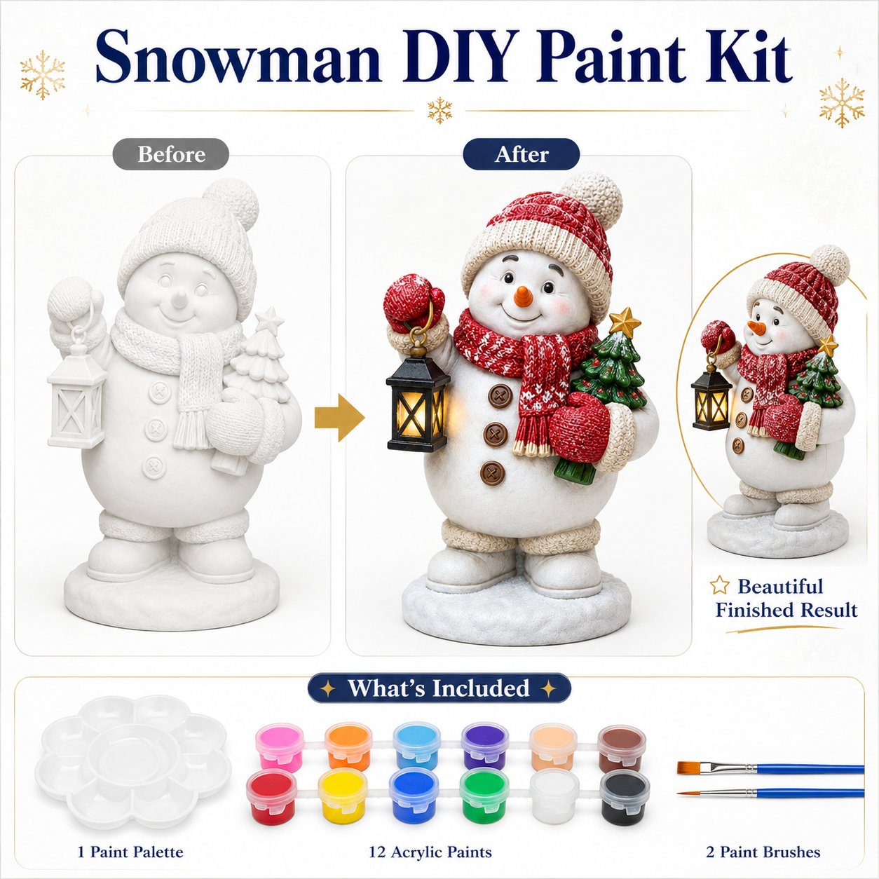 ⏳ Last Day 49% OFF – 🎨 Beginner-Friendly Christmas Paint-Your-Own Figurine Kit Collection | Complete Kit with Unpainted Figurine, Paints, Brushes & Mixing Palette Included 💕