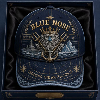 Vintage “Blue Nose” Arctic Circle Crossing Sea God & Anchor 3D Embroidered Commemorative Baseball Cap