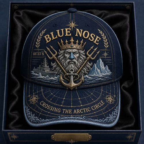 Vintage “Blue Nose” Arctic Circle Crossing Sea God & Anchor 3D Embroidered Commemorative Baseball Cap