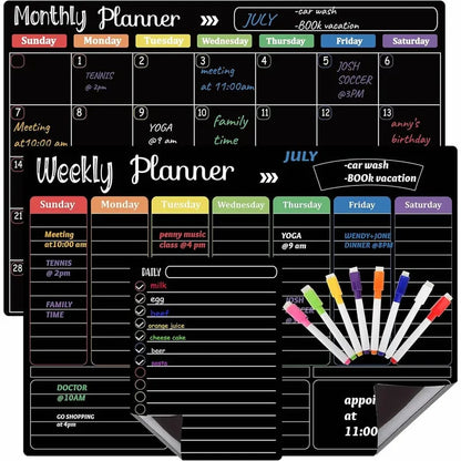 ✨ Black Dry Erase Boards Set - 3 Magnetic Boards for Refrigerator