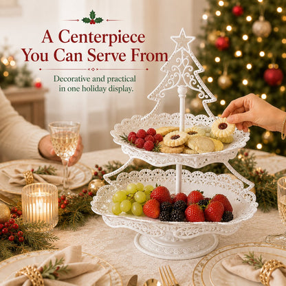 Christmas Tree Two-Tier Serving Stand