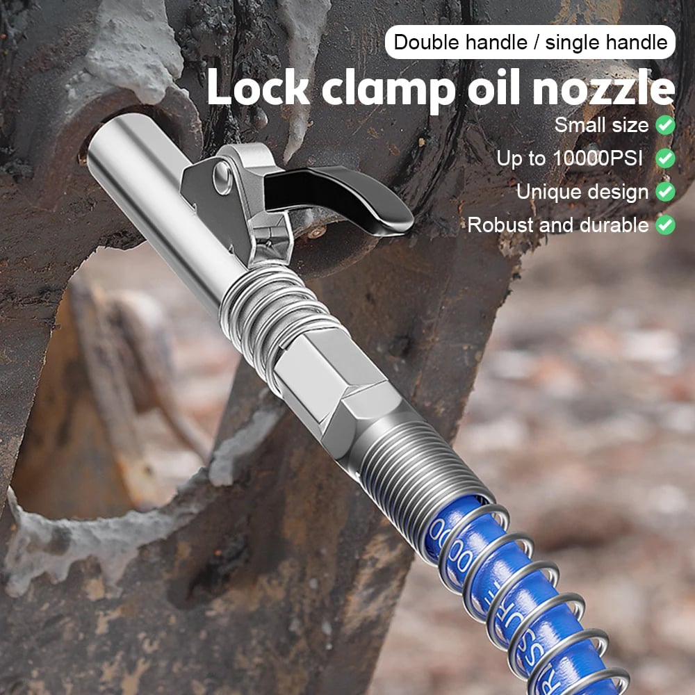 🔥HOT SALE🔥Strong Lock on Grease Couplers with Spring Flex Hose